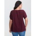 Textured Color Contrast Petal Sleeve Blouse