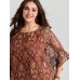 Boho Geometric Print Ruffled Sleeve Blouse