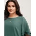 Solid Tiered Ruffles Split Hem Blouse Solid Tiered Ruffles Split Hem Blouse