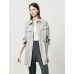 Gray Tencel Waist-Defining Mid-Length Shirt Cardigan