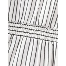 Striped Print Cinched-Waist Button-Down Shirt