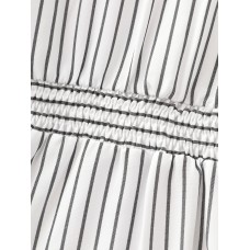 Striped Print Cinched-Waist Button-Down Shirt Striped Print Cinched-Waist Button-Down Shirt