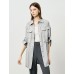 Gray Tencel Waist-Defining Mid-Length Shirt Cardigan