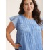 Textured Sheer Lined Flutter Sleeve Blouse