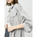 Gray Tencel Waist-Defining Mid-Length Shirt Cardigan