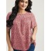 Floral Ruffle Sleeve Gathered Round Neck Blouse