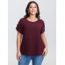 Textured Color Contrast Petal Sleeve Blouse