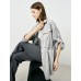 Gray Tencel Waist-Defining Mid-Length Shirt Cardigan