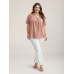 Cotton Square Neck Ruffled Sleeve Shirt