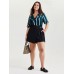 Abstract Print Notched Collar Blouse