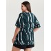Abstract Print Notched Collar Blouse