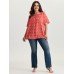 Floral Ruffle Sleeve Gathered Round Neck Blouse