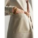 Beige PU Leather Pocket Detail Trench Coat