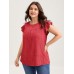 Textured Sheer Lined Flutter Sleeve Blouse