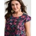 Bright Floral Texture Open-Back Blouse Bright Floral Texture Open-Back Blouse