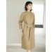 Floral Cuff Stand-Up Collar Belted Trench Coat