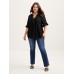 Toothpick Pleats Ruffled Sleeve Solid Blouse Toothpick Pleats Ruffled Sleeve Solid Blouse