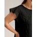 Textured Sheer Lined Flutter Sleeve Blouse