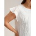 Textured Sheer Lined Flutter Sleeve Blouse