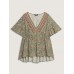 Breezy Floral Print Stretchy Waist Blouse