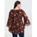 Floral Print Ruffled Neckline Blouse Floral Print Ruffled Neckline Blouse