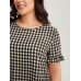 Gingham Print Button Back Blouse Gingham Print Button Back Blouse
