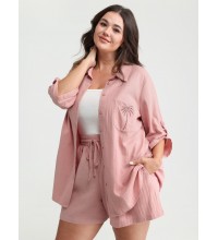 Tropical Embroidered Button-Down Shirt