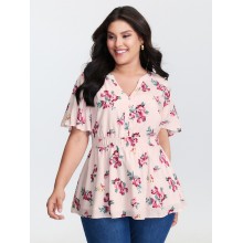 Supersoft Rose Print V-Neck Blouse
