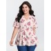 Supersoft Rose Print V-Neck Blouse