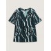 Abstract Print Notched Collar Blouse