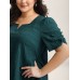Textured Gathered Sleeve Split Neck Blouse
