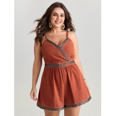 Contrast Edges Surplice Neckline Romper