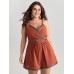 Contrast Edges Surplice Neckline Romper