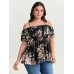 Large Floral Print Cold-Shoulder Blouse