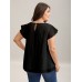 Textured Sheer Lined Flutter Sleeve Blouse