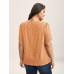 Textured Gathered Sleeve Split Neck Blouse
