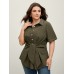 Knotted Front Asymmetrical Hem Blouse