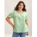 Cotton Square Neck Ruffled Sleeve Shirt