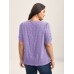 Textured Gathered Sleeve Split Neck Blouse
