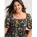 Floral Square Neck Fit and Flare Blouse