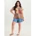 Supersoft Colorful Contrast Patchwork Print Blouse