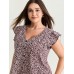 Leopard Print Flutter Sleeve Button Blouse