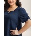 Textured Gathered Sleeve Split Neck Blouse
