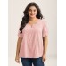 Textured Gathered Sleeve Split Neck Blouse