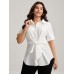 Knotted Front Asymmetrical Hem Blouse