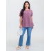Textured Color Contrast Petal Sleeve Blouse