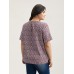Floral Ruffle Sleeve Gathered Round Neck Blouse