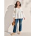 Pure Cotton Sheer Lace Trim Blouse Pure Cotton Sheer Lace Trim Blouse