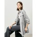 Gray Tencel Waist-Defining Mid-Length Shirt Cardigan