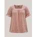 Cotton Square Neck Ruffled Sleeve Shirt